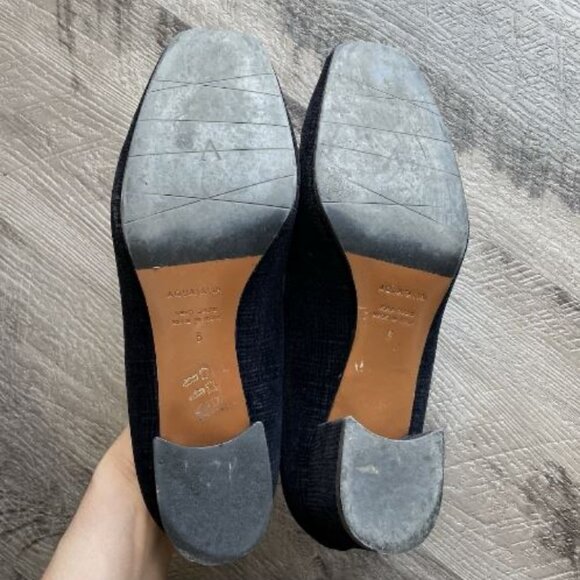 Aquatalia block heel loafer 8 Velvet Patterned square toe classic old money - Picture 5 of 8